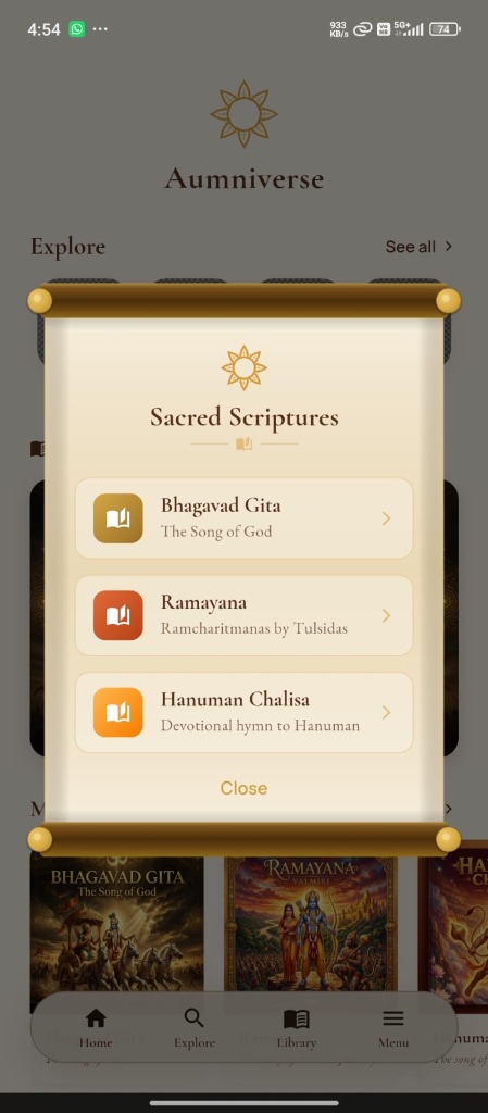 Scriptures Selector Scroll Modal